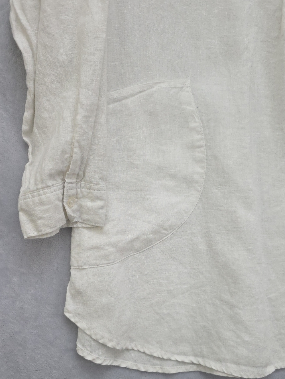 For Cynthia Off-White Women's Linen Tunic Blouse 1x Rolls Tab Sleeves Pockets - Picture 3 of 7